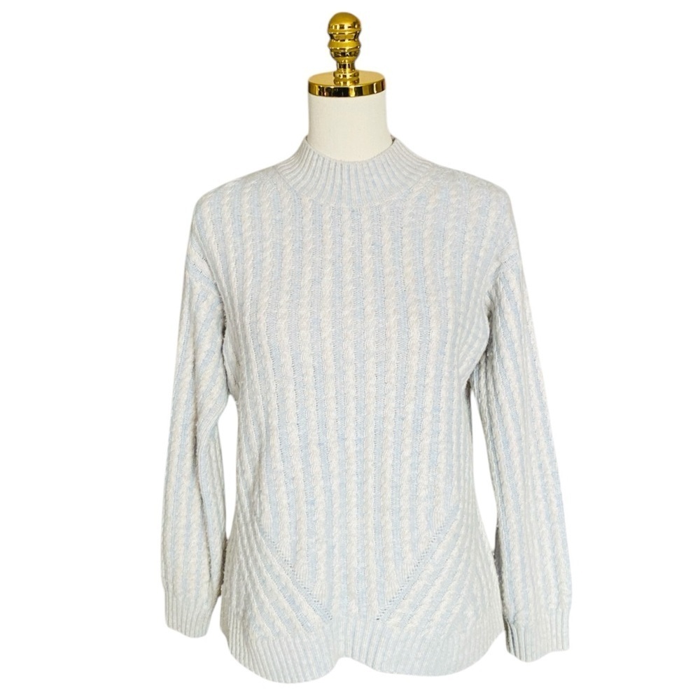 LINEAMAGLIA Italian Wool Cashmere Cable Knit Mock neck Sweater Women’s Size M